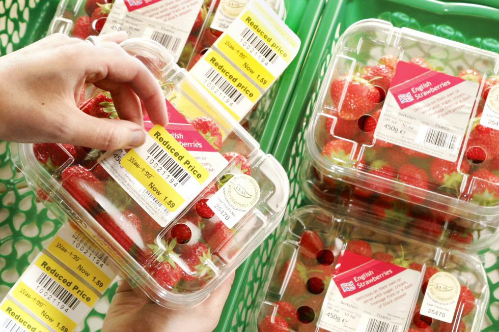 Strawberries with a barcode